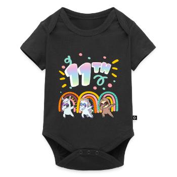 11th Birthday Dabbing Llama Unicorn Sloth | - Baby Premium short-sleeve bodysuit - black - Front