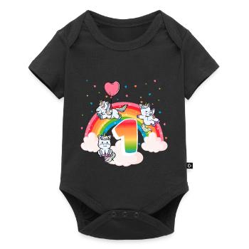 1st Birthday Rainbow Unicorn Theme Birthday - Baby Premium short-sleeve bodysuit - black - Front