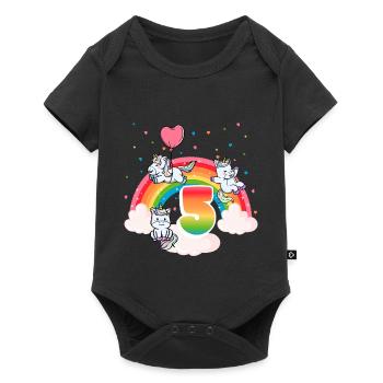 5th Birthday Rainbow Unicorn Theme Birthday - Baby Premium short-sleeve bodysuit - black - Front