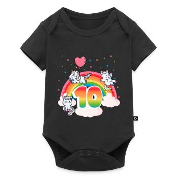 10th Birthday Dabbing Llama Unicorn Sloth | 10th - Baby Premium short-sleeve bodysuit - black - Front