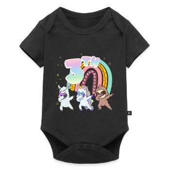 3rd Birthday Dabbing Llama Unicorn Sloth | 3rd - Baby Premium short-sleeve bodysuit - black - Front