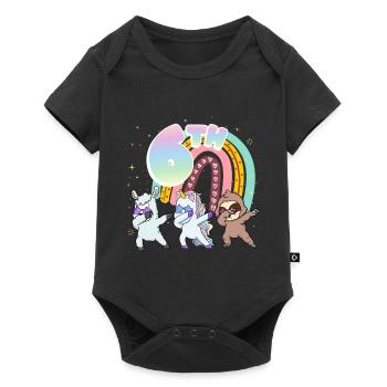 6th Birthday Dabbing Llama Unicorn Sloth | 6. - Baby Premium short-sleeve bodysuit - black - Front
