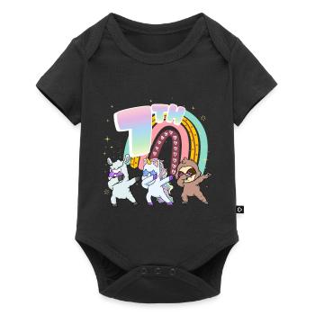7ème anniversaire Dabbing Llama Licorne Paresseux | septième - Body à manches courtes Premium Bébé - noir - Devant