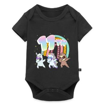 11th Birthday Dabbing Llama Unicorn Sloth | - Baby Premium short-sleeve bodysuit - black - Front