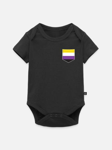 LGBTQ Non-Binary Pride Flag Pocket - Baby Premium Kurzarmbody - Schwarz