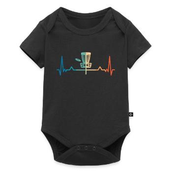 Vintage Disc Golf Heartbeat Funny - Baby Premium short-sleeve bodysuit - black - Front