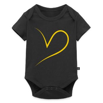 Simpeles Halbes Gelbes Herz - Baby Premium Kurzarmbody - Schwarz - Vorne