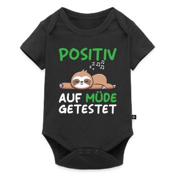 Faultier Positv auf Müde getestet - Baby Premium Kurzarmbody - Schwarz - Vorne