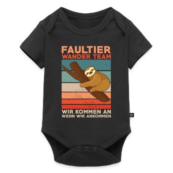 Faultier Wanderteam - Baby Premium Kurzarmbody - Schwarz - Vorne