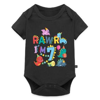 Rawr Je suis 7 | | de dinosaures Rawr 7ème anniversaire - Body à manches courtes Premium Bébé - noir - Devant