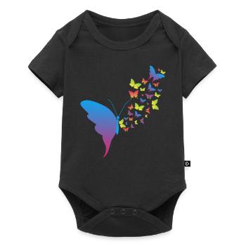 Mignon Butterfly Heart Pastel Coloré - Body à manches courtes Premium Bébé - noir - Devant