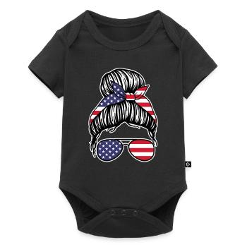America Girls Women 4 juillet Patriotique - Body à manches courtes Premium Bébé - noir - Devant