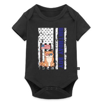 Dog America 4 juillet Anniversaire Garçon Drapeau américain - Body à manches courtes Premium Bébé - noir - Devant