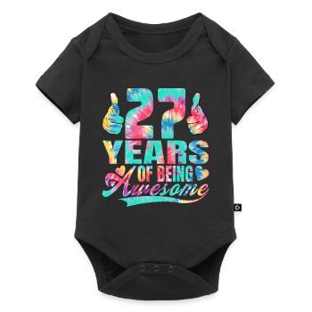 27e anniversaire ou anniversaire 27 ans d’existence - Body à manches courtes Premium Bébé - noir - Devant