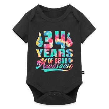 34th birthday or anniversary 34 years of being - Baby Premium short-sleeve bodysuit - black - Front