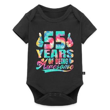 55th birthday or anniversary 55 years of being - Baby Premium short-sleeve bodysuit - black - Front