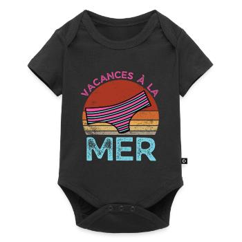 vacances à la mer rétro vintage - Body à manches courtes Premium Bébé - noir - Devant