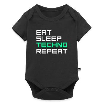 manger du sommeil techno répéter - Body à manches courtes Premium Bébé - noir - Devant