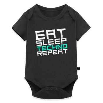 manger du sommeil techno répéter - Body à manches courtes Premium Bébé - noir - Devant