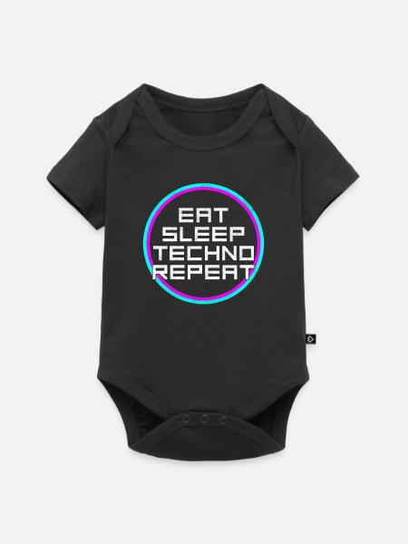 eat sleep techno repeat - Baby Premium Kurzarmbody - Schwarz