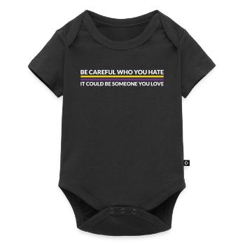 Attention, qui déteste - LGBTQ Intersexué - Body à manches courtes Premium Bébé - noir - Devant