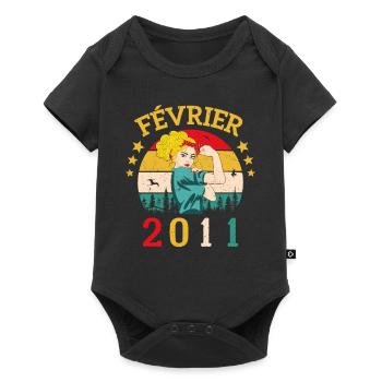 Février 2011 anniversaire idée cadeau vintage 2011 - Body à manches courtes Premium Bébé - noir - Devant