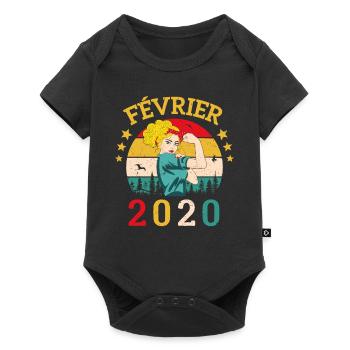 Février 2020 anniversaire idée cadeau vintage 2020 - Body à manches courtes Premium Bébé - noir - Devant