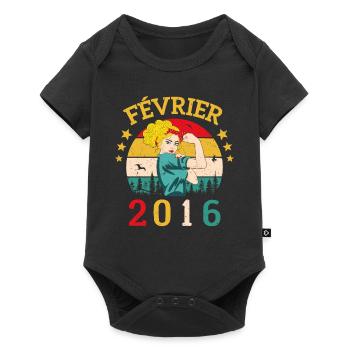 Février 2016 anniversaire idée cadeau vintage 2016 - Body à manches courtes Premium Bébé - noir - Devant