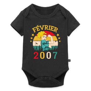 Février 2007 anniversaire idée cadeau vintage 2007 - Body à manches courtes Premium Bébé - noir - Devant