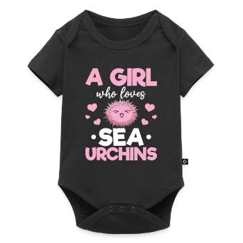 A girl who loves sea urchins - Baby Premium short-sleeve bodysuit - black - Front