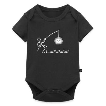 Funny Sea Urchin Stick Figure Fishing Sea Urchin - Baby Premium short-sleeve bodysuit - black - Front
