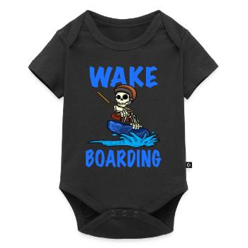 Wakeboarder Skeleton sur le wakeboard - Body à manches courtes Premium Bébé - noir - Devant
