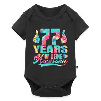 77e anniversaire ou anniversaire 77 ans d’existence - Body à manches courtes Premium Bébé - noir - Devant