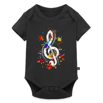 Violon Coloré Clef Musique Clef - Body à manches courtes Premium Bébé - noir - Devant