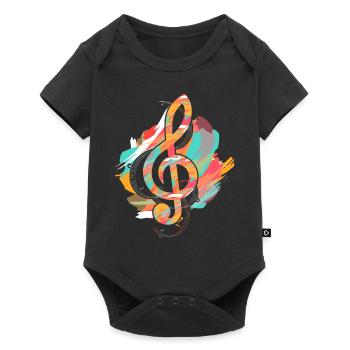 Violon Coloré Clef Musique Clef - Body à manches courtes Premium Bébé - noir - Devant