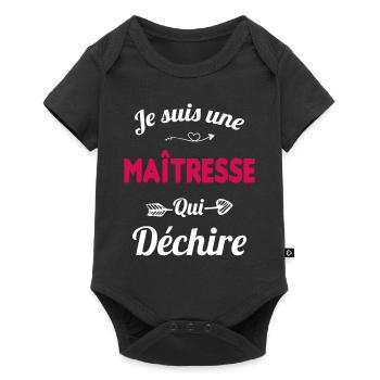 je suis une maîtresse qui déchire cadeau maîtresse - Body à manches courtes Premium Bébé - noir - Devant