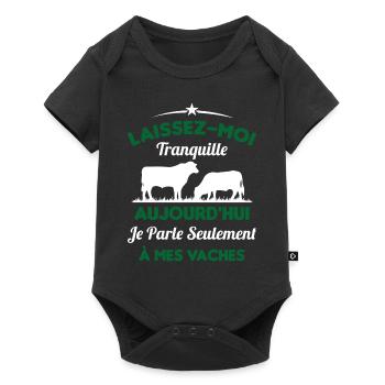 Je parle Seulement à Mes Vaches - Body à manches courtes Premium Bébé - noir - Devant
