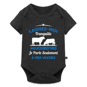 Je parle Seulement à Mes Vaches - Body à manches courtes Premium Bébé - noir - Devant