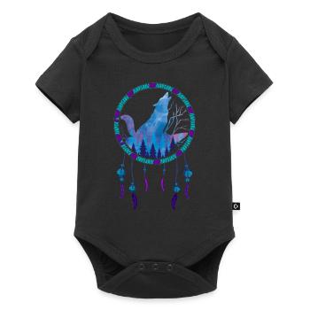 Howling Wolf Gift Indian Dream Catcher - Baby Premium short-sleeve bodysuit - black - Front