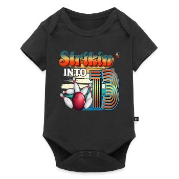 Strikin' Into 13 Bowling Bowler 13th Birthday - Baby Premium short-sleeve bodysuit - black - Front