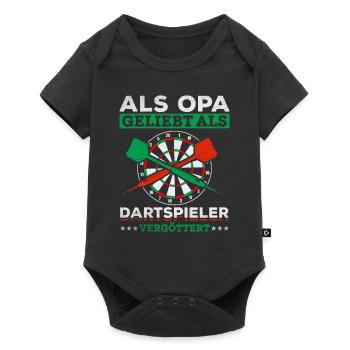 Als Opa geliebt als Dartspieler vergöttert Opa - Baby Premium Kurzarmbody - Schwarz - Vorne