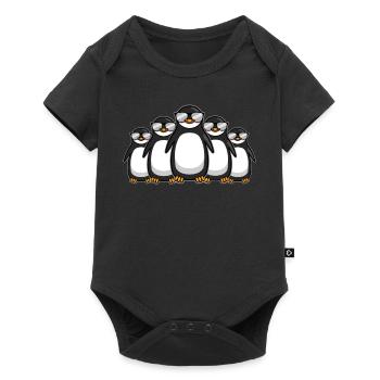 Drôle de pingouin gang avec lunettes de soleil cadeau - Body à manches courtes Premium Bébé - noir - Devant