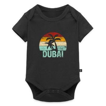 Dubai Souvenir Palmen Sommer Sonne Meer Strand - Baby Premium Kurzarmbody - Schwarz - Vorne
