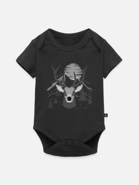 Rothirsch Geweih mit Hirschgeweih - Baby Premium Kurzarmbody - Schwarz