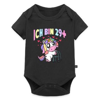 Damen Ich bin 29+ Einhorn mit Rollator Geschenk - Baby Premium Kurzarmbody - Schwarz - Vorne