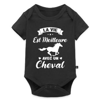 Equitation La Vie est Meilleure avec un Cheval - Body à manches courtes Premium Bébé - noir - Devant
