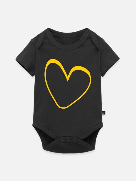 Gelbes Herz Simpel Design - Baby Premium Kurzarmbody - Schwarz