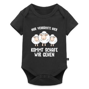Nur Verrückte hier kommt Schafe wir gehen - Baby Premium Kurzarmbody - Schwarz - Vorne