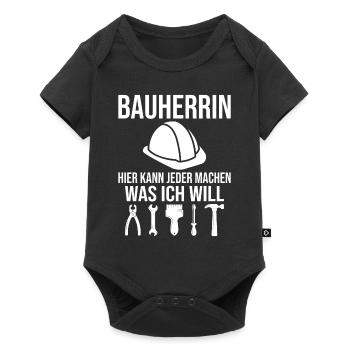 Bauherrin Hausbau Spruch Bau Accessoire - Baby Premium Kurzarmbody - Schwarz - Vorne