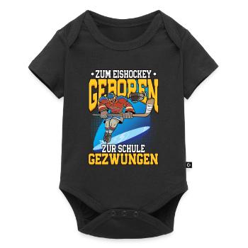 Zum Eishockey geboren Eishockey - Baby Premium Kurzarmbody - Schwarz - Vorne